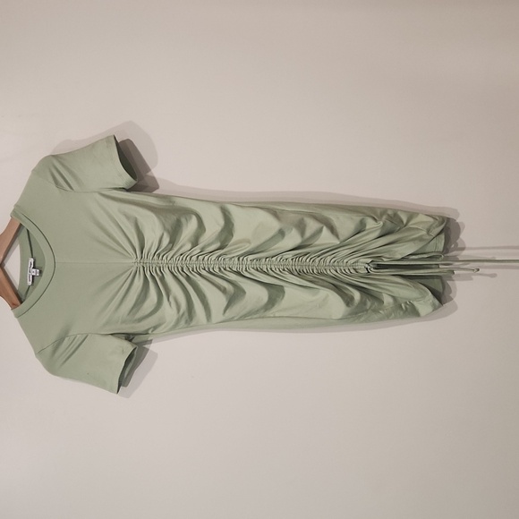 Pretty Garbage Ruched Short Sleeve Mini Dress Sage Bodycon Women Size S - Picture 3 of 6